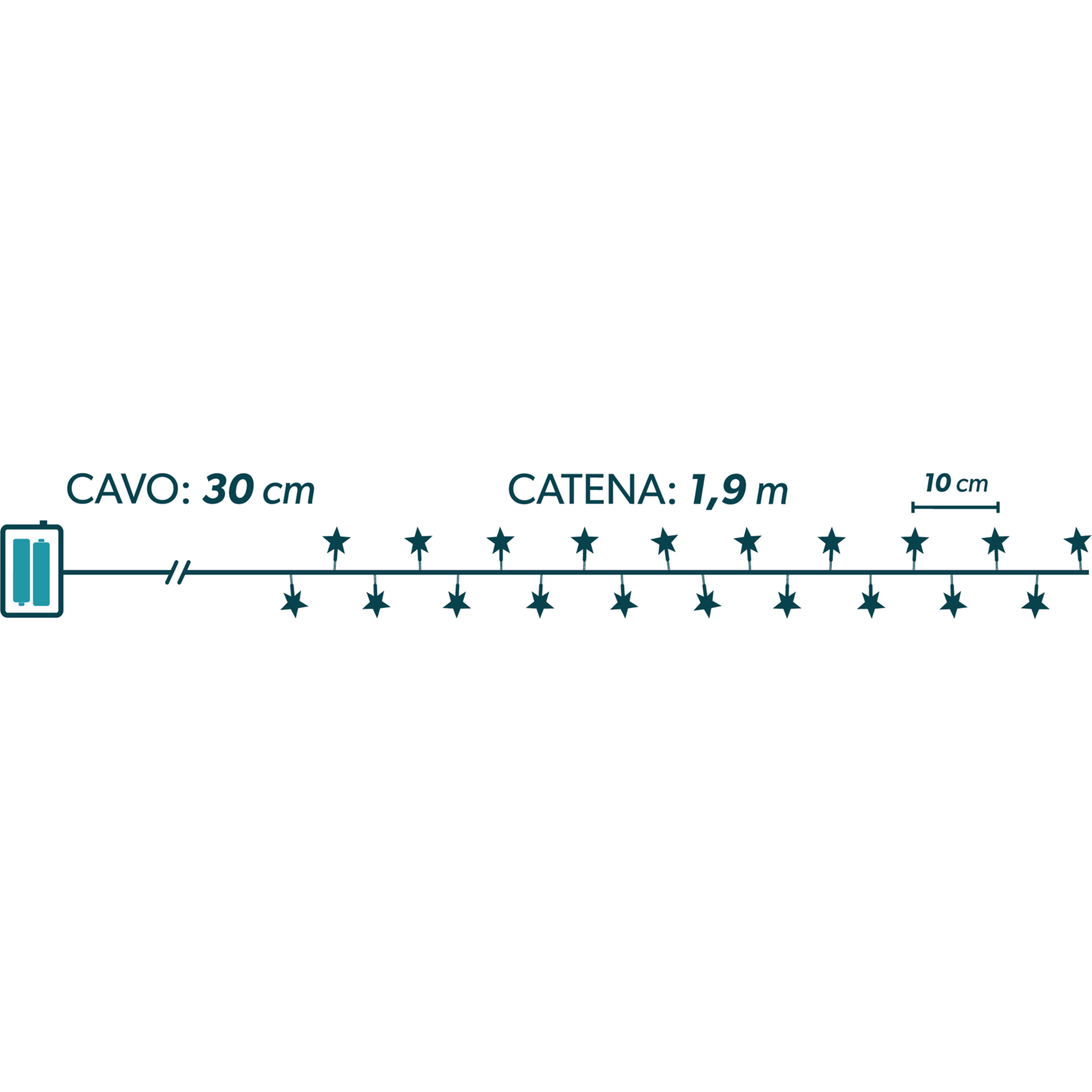 DICTROLUX - Catena Luminosa Fiocchi di Neve 20 LED Bianco Caldo - Per uso Interno